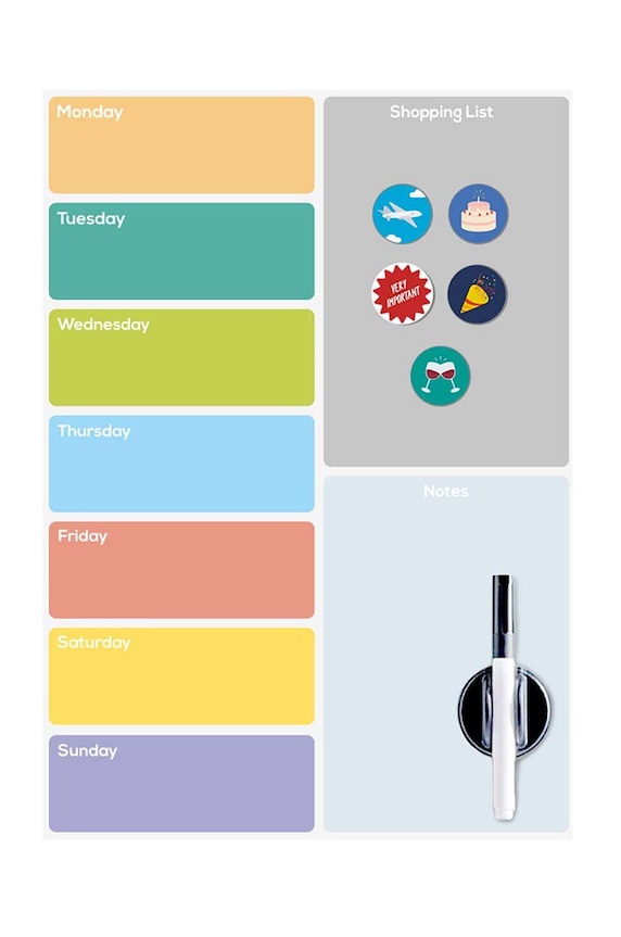 Balvi tablă magnetică pentru frigider Week Planner multicolor 27143