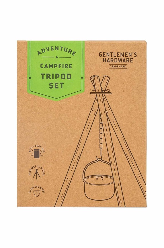 Τραπέζι φωτιάς για κάμπινγκ Gentlemen's Hardware Campfire Tripod Set μαύρο GEN781UK