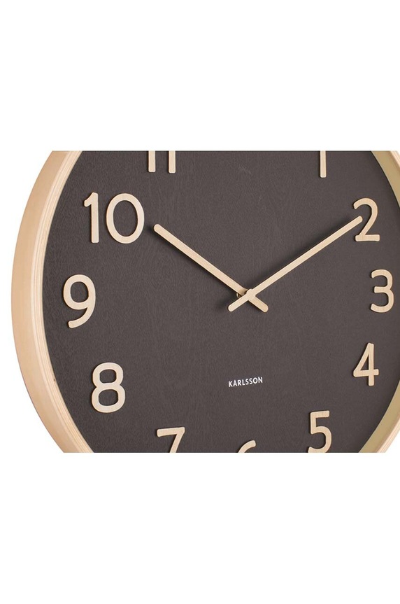 Obývacia izba a spálňa Nástenné hodiny Karlsson Pure Wood KA5852BK čierna