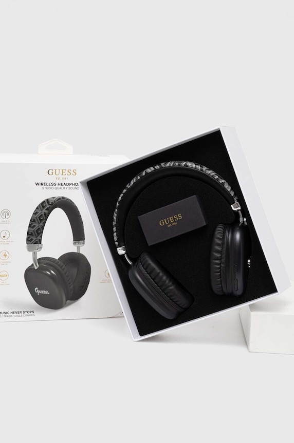 Ασύρματα ακουστικά Guess Bluetooth Gcube Metallic Script Logo μαύρο GUBHK1GCTCSK