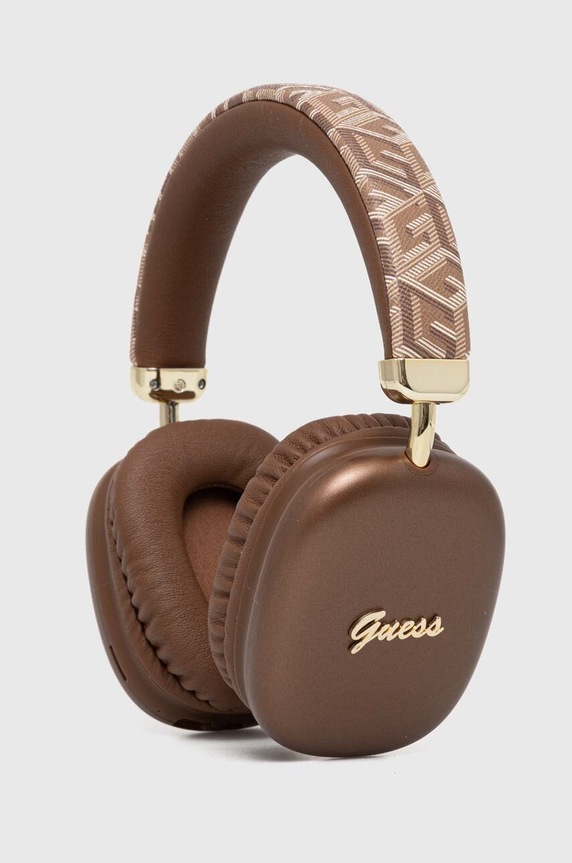Guess căști fără fir Bluetooth Gcube Metallic Script Logo maro GUBHK1GCTCSW