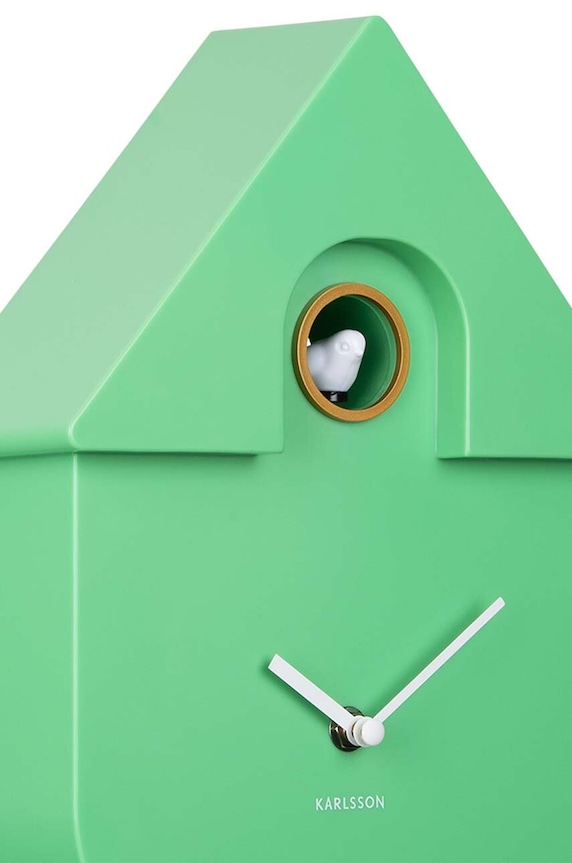 Salon i sypialnia Karlsson zegar ścienny Modern Cuckoo KA5768BG zielony