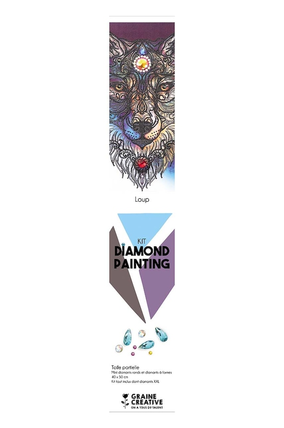 Graine Creative set diy Diamond Painting Loup multicolore 117036.