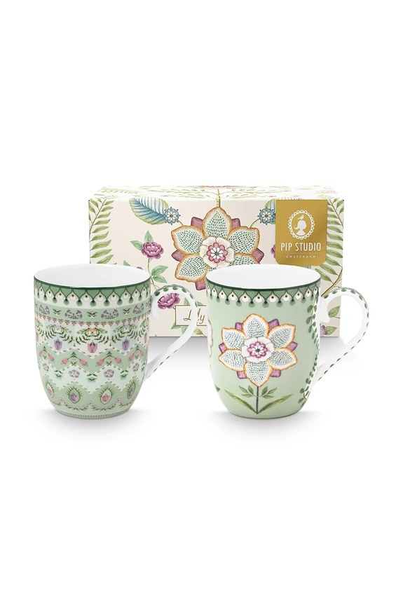 Pip Studio bögre készlet Lily&Lotus 145 ml 2 db zöld 51002503