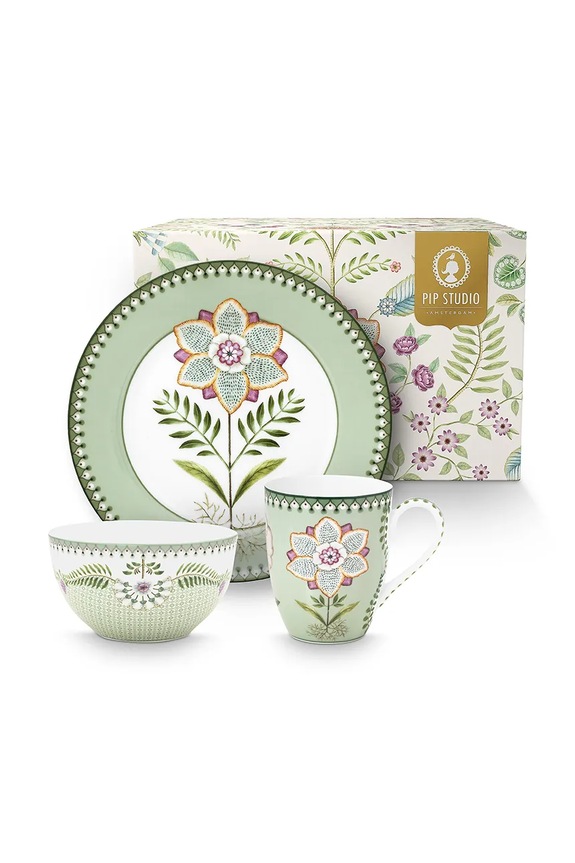 Pip Studio set per la colazione Lily&Lotus 350 ml pacco da 3 verde 51020208