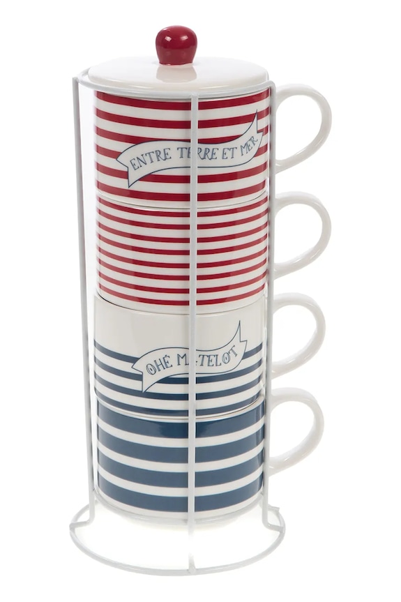 Set šalica sa držačem home & lifestyle 4-pack šarena 164574
