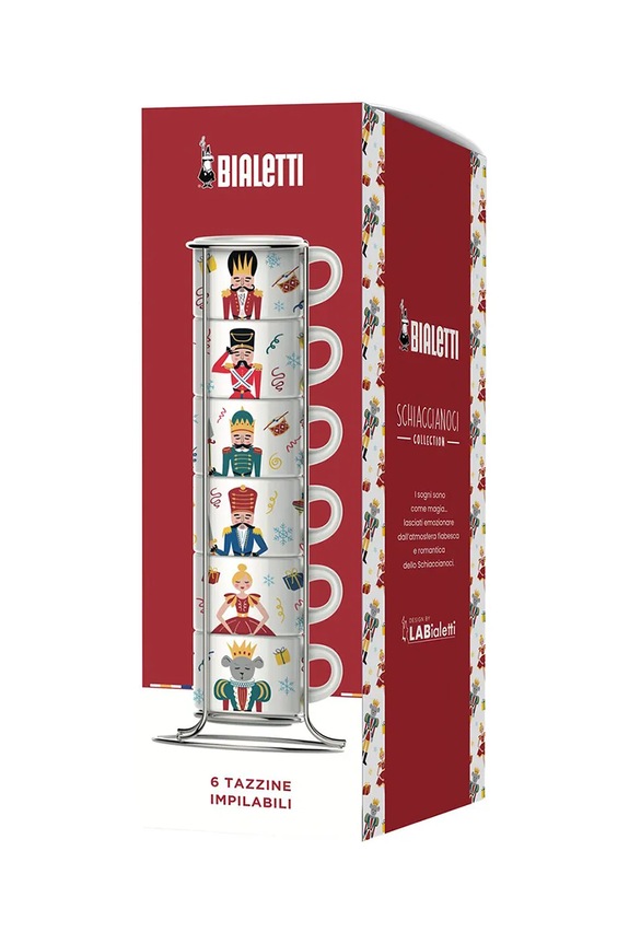 Bialetti set cești espresso cu suport Nutcracker 80 ml 6-pack 2501020224 alb AA00