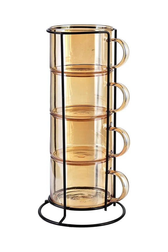 Набор чашек с подставкой Affek Design Peter Honey 350 ml 4 шт оранжевый HTID2768