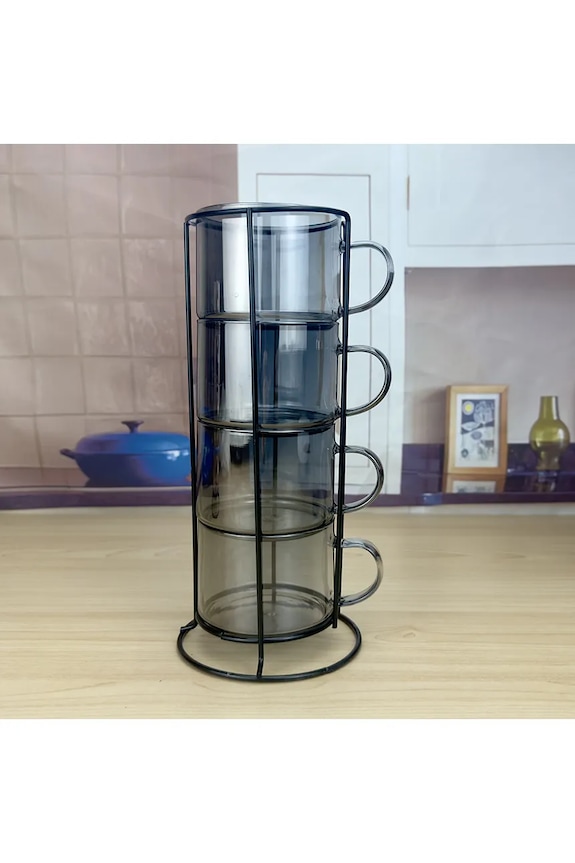 Κουζίνα και μπαρ Σετ κούπες με βάση Affek Design Peter Grey 350 ml 4-pack HTID2751 γκρί