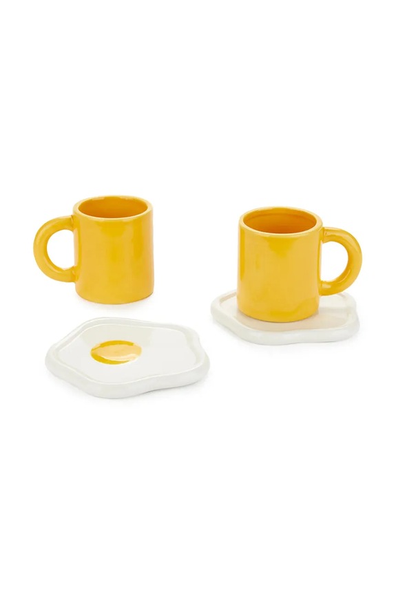 Komplet skodelic s podstavki Balvi 7,2 x 10,5 x 9,8 cm 2-pack rumena 28140