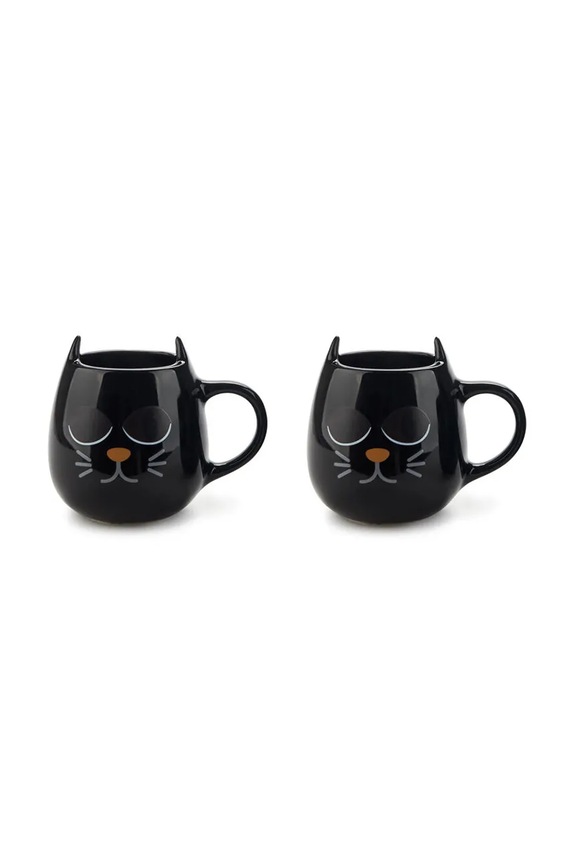Balvi set tazze Wake Cat 8,5 x 10,3 x 7,5 cm pacco da 2 nero 28144