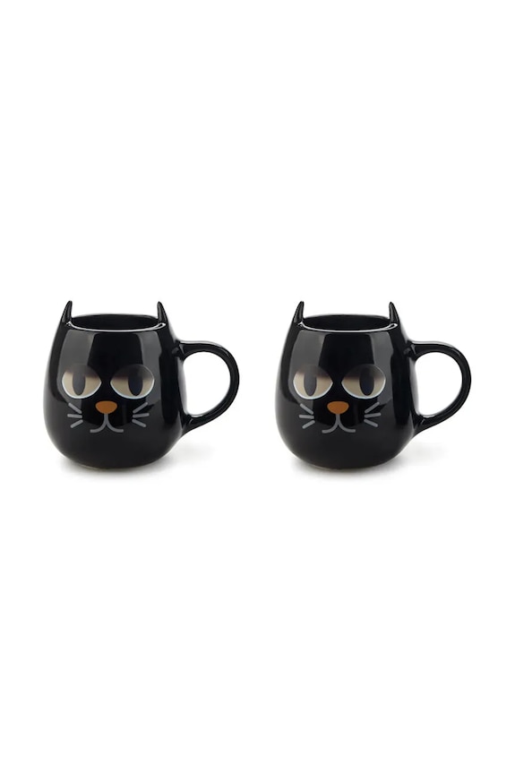 Balvi set tazze Wake Cat 8,5 x 10,3 x 7,5 cm pacco da 2 28144 nero AA00