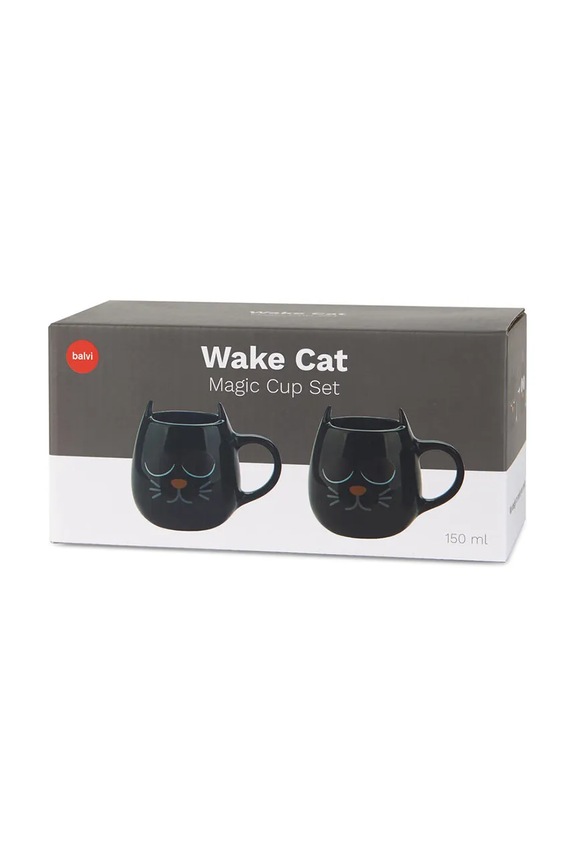 Balvi set tazze Wake Cat 8,5 x 10,3 x 7,5 cm pacco da 2 nero 28144