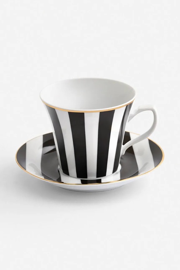 Šálka ​​s podšálkou La Mania Stripes 200 ml viacfarebná 5905549403600