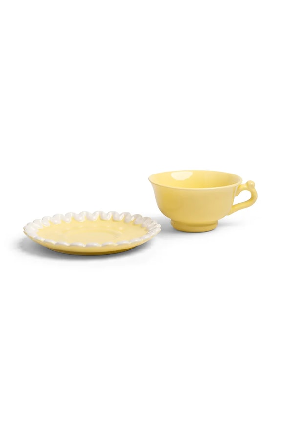 &k amsterdam set de cești cu farfurioară din gresie 0,15 l 2827.07 galben AA00