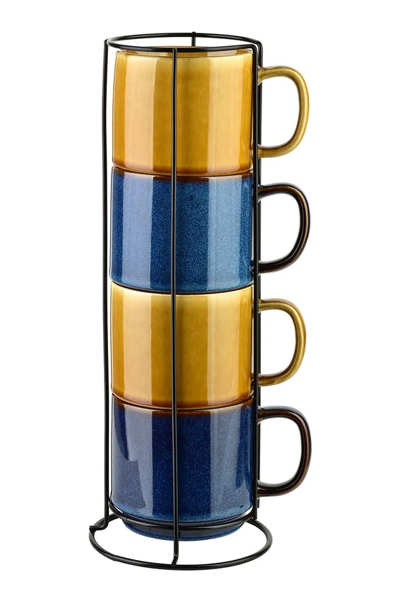 Affek Design set de căni cu stativ din ceramică 15 x 15 x 36 cm multicolor HTPT1012