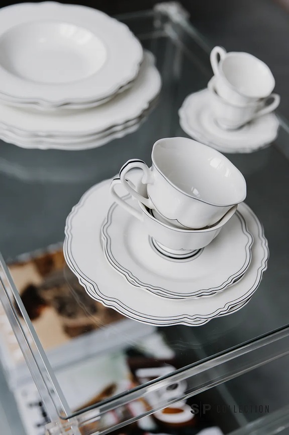 S|P Collection sada šálok s podstavcom z glazovaného porcelánu 190 ml biela 856236