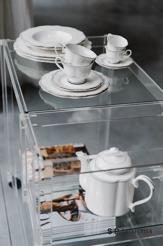 S|P Collection sada šálok s podstavcom z glazovaného porcelánu 190 ml 856236 biela