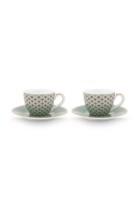 Pip Studio set de cești cu farfurioară din porțelan 120 ml turcoaz 51004222