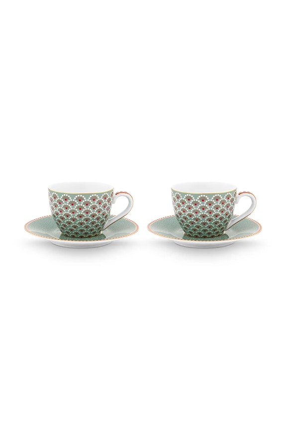 Pip Studio set de cești cu farfurioară din porțelan 120 ml turcoaz 51004222