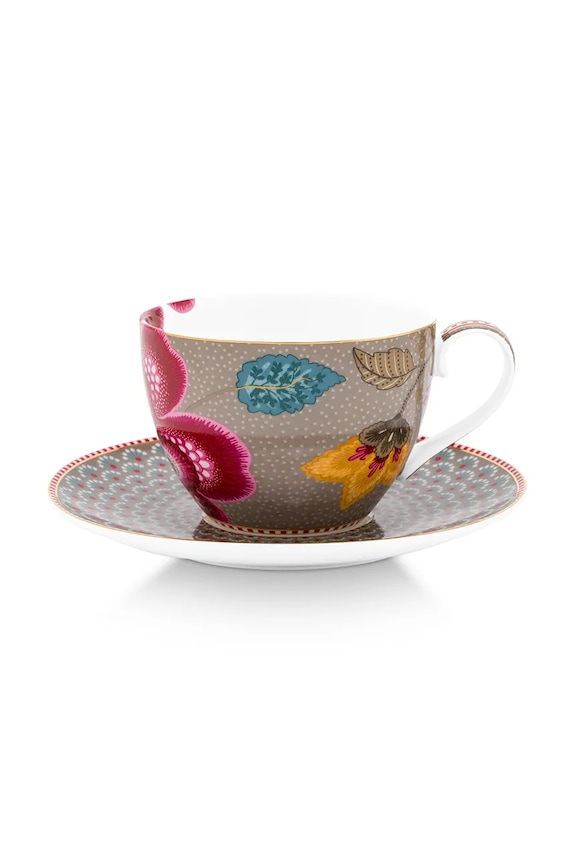 Pip Studio ceașcă cu farfurioară din porțelan siliconat 300 ml multicolor 51004217