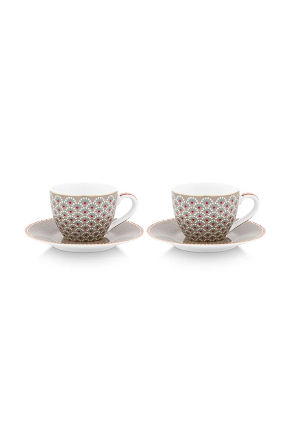 Pip Studio zestaw filiżanek ze spodkiem z porcelany 120 ml multicolor 51004218