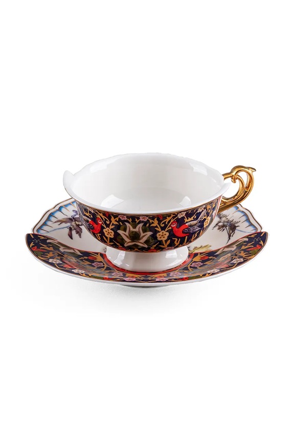 Seletti ceașcă cu farfurioară din porțelan 15 x 10,8 x 8 cm multicolor 09172