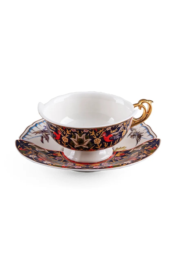 Seletti ceașcă cu farfurioară din porțelan 15 x 10,8 x 8 cm multicolor 09172