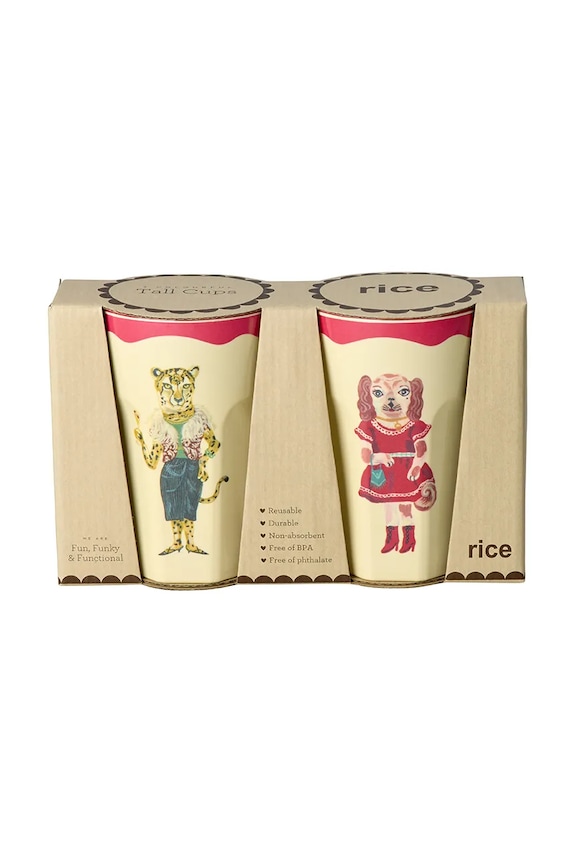 Rice σετ κούπες από πλαστικό 13,5 x 9 x 22 cm πολύχρωμο MELCU.2ZLNAT2R