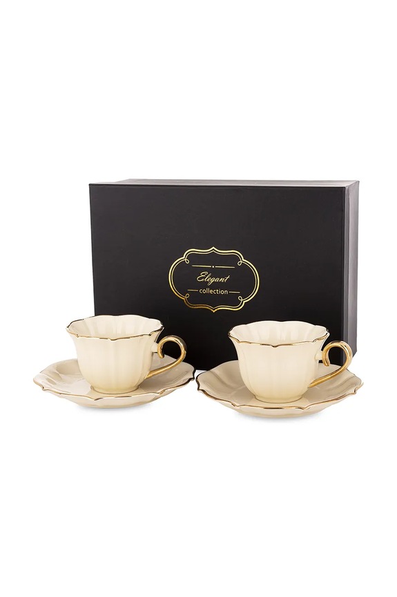 Inne set de cești cu farfurioară din porțelan 6,5 x 10 x 12,5 cm bej 176554
