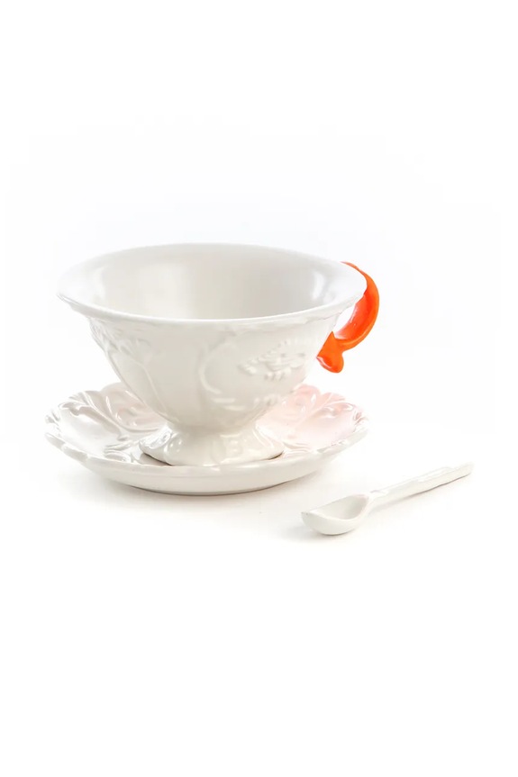 Seletti filiżanka ze spodkiem z porcelany 09858.ARA biały AA00
