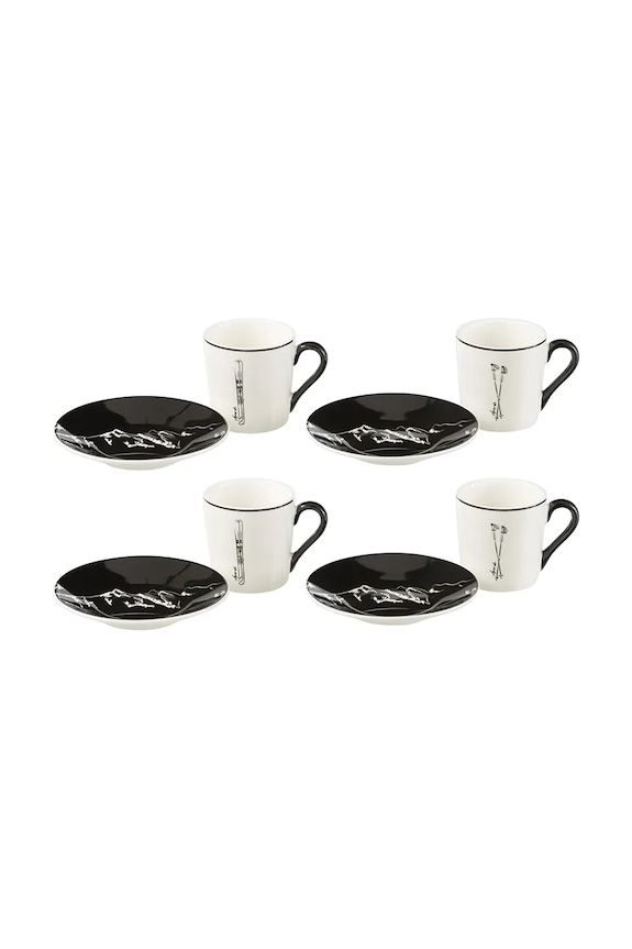 J-Line set šalica za kavu s tanjurićem od keramike 11,2 x 11,2 x 6 cm 49239 bijela AA00