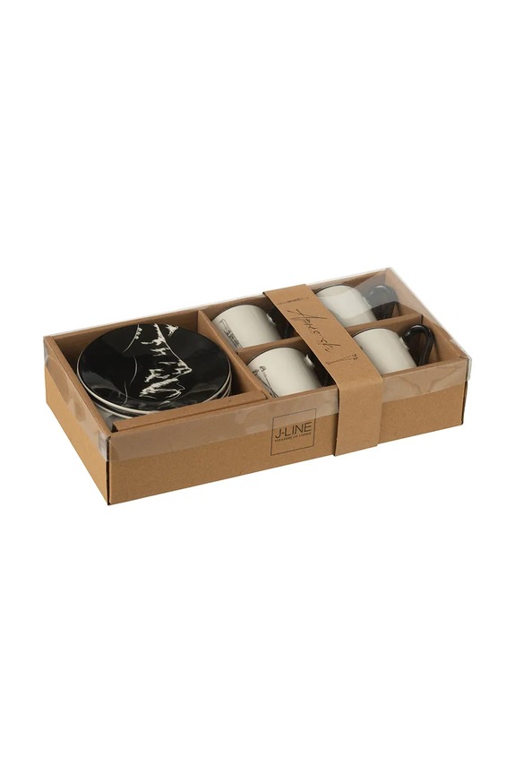 Kuhinja i bar J-Line set šalica za kavu s tanjurićem od keramike 11,2 x 11,2 x 6 cm 49239 bijela