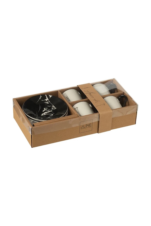 Kuhinja i bar J-Line set šalica za kavu s tanjurićem od keramike 11,2 x 11,2 x 6 cm 49239 bijela