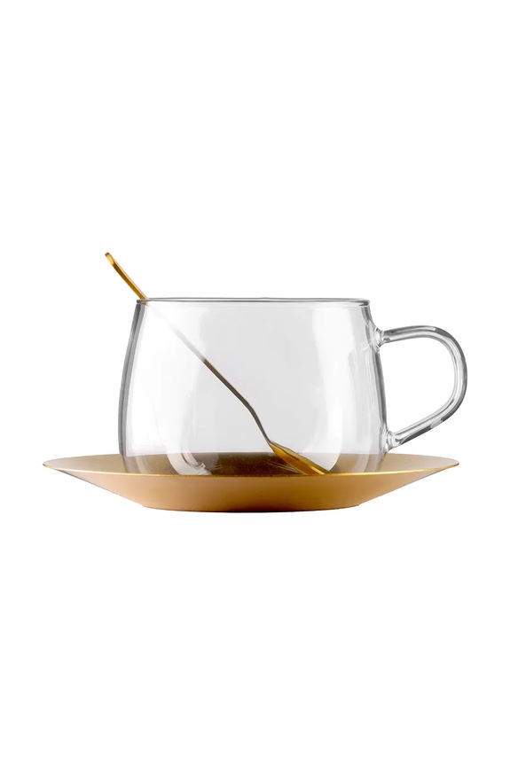 Vialli Design šálka s podstavcom z borosilikátového skla 400 ml 2286. priesvitná AA00