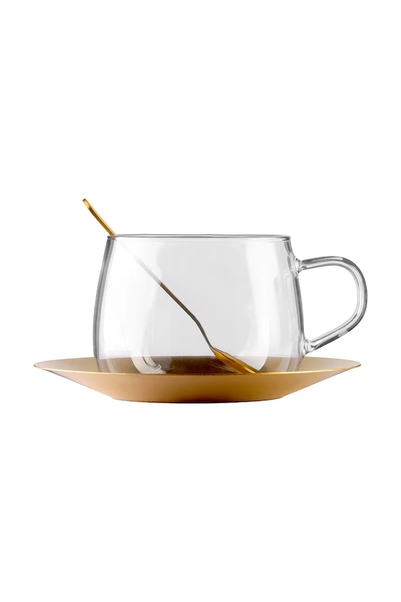 Vialli Design skodelica s podstavkom iz borosilikatnega stekla 400 ml 2286. transparentna AA00