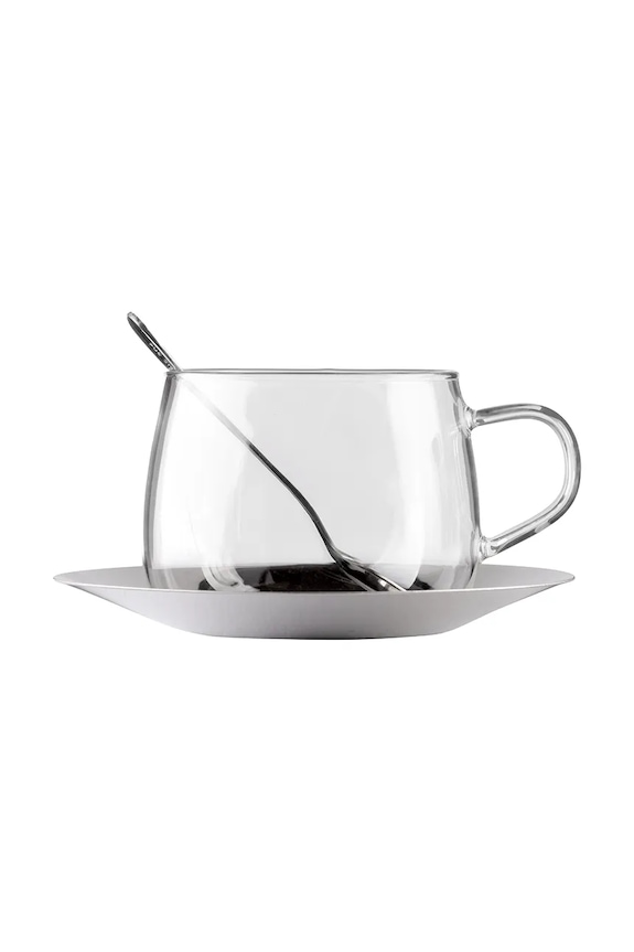 Vialli Design šálka s podstavcom z borosilikátového skla 400 ml 2279 priesvitná AA00
