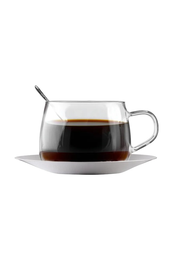 Kuchyňa a bar Vialli Design šálka s podstavcom z borosilikátového skla 400 ml 2279 priesvitná