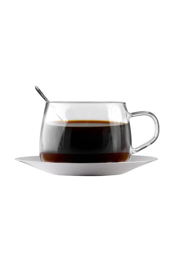 Kuchyňa a bar Vialli Design šálka s podstavcom z borosilikátového skla 400 ml 2279 priesvitná
