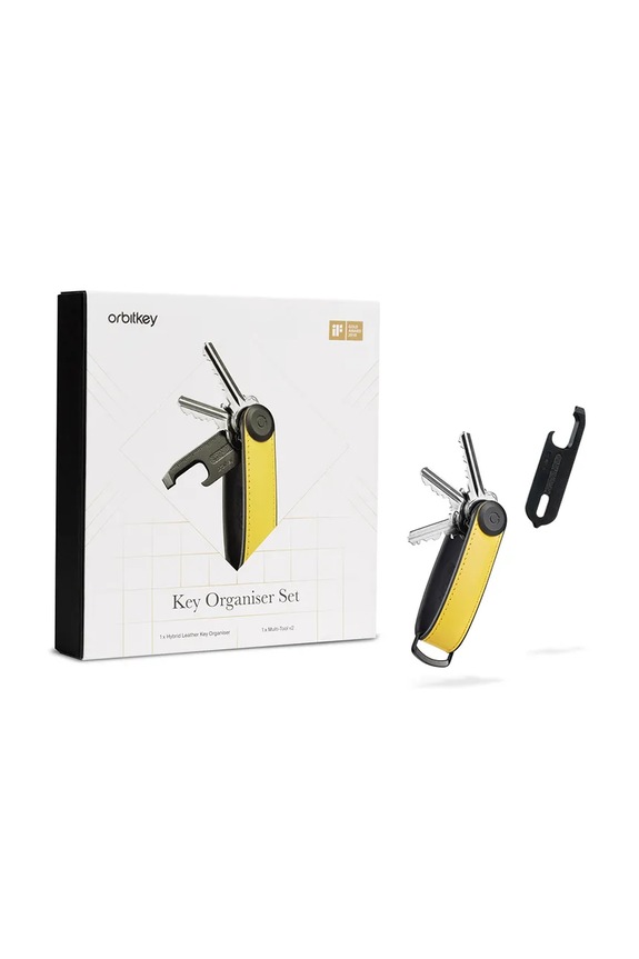 Orbitkey trusă de chei și set multitool Hybrid Leather 8,5 cm galben GHL3.SYW.201