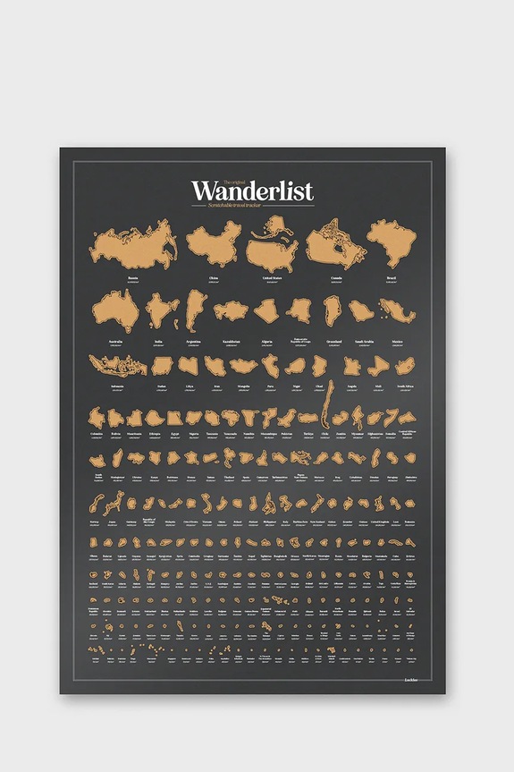 Plagát stieraci žreb Luckies of London Wanderlist 42 x 59,4 cm viacfarebná LK.LUKSCRWL