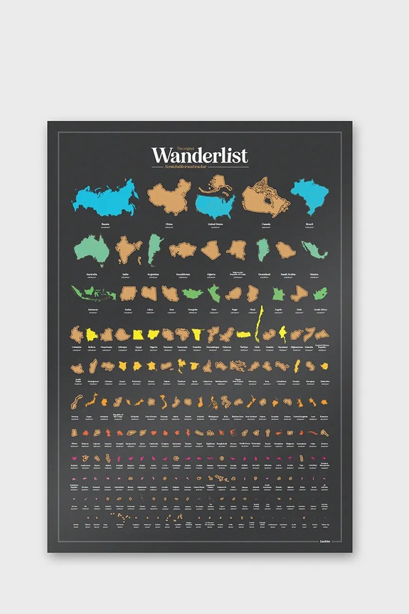 Plagát stieraci žreb Luckies of London Wanderlist 42 x 59,4 cm LK.LUKSCRWL viacfarebná AA00
