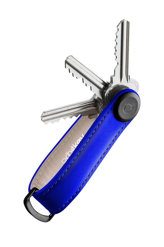 Kožená kľúčenka Orbitkey Leather 8,6 x 2,2 cm modrá KLT2.UTM.101