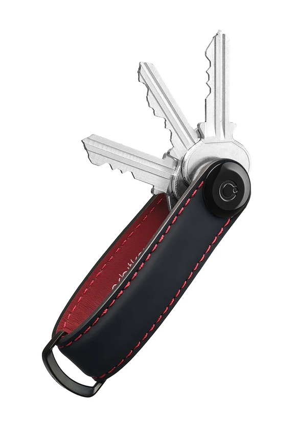 Kožená kľúčenka Orbitkey Matte Leather 8,6 x 2,2 cm čierna KML2.EMB.101