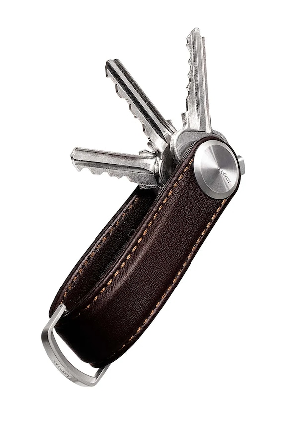 Kožená kľúčenka Orbitkey Pro Leather 9,3 x 3,5 cm červená KPR1.MHG.101