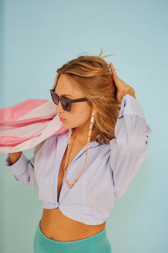 LaCoqueFrançaise łańcuszek do okularów 72 cm różowy LE324714