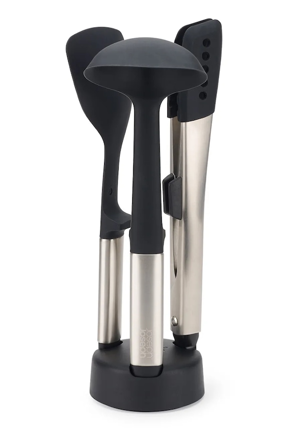 Sada kuchynských doplnkov so stojanom Joseph Joseph Elevate Fusion Steel 4-pak čierna 10569