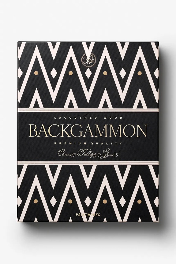 Επιτραπέζιο παιχνίδι Printworks Lacquered Backgammon 24 x 31 cm μαύρο PW00772