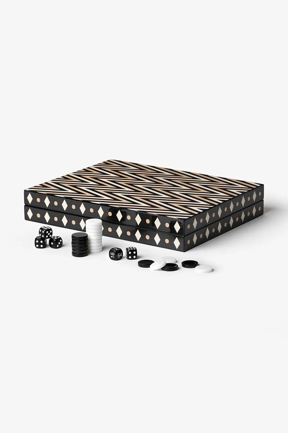 Επιτραπέζιο παιχνίδι Printworks Lacquered Backgammon 24 x 31 cm μαύρο PW00772