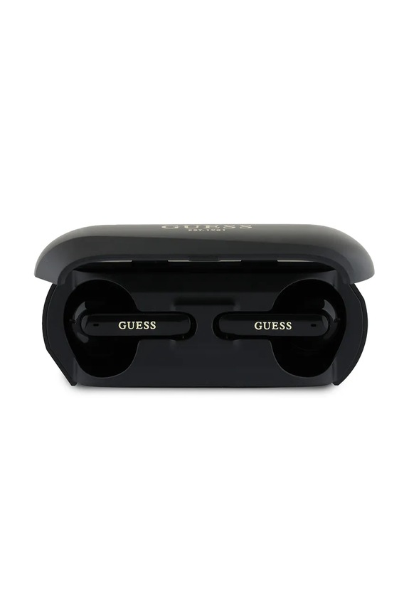 Bezdrôtové slúchadlá Guess Elongated Metalic Printed Logo čierna GUTWSC2MCDSK